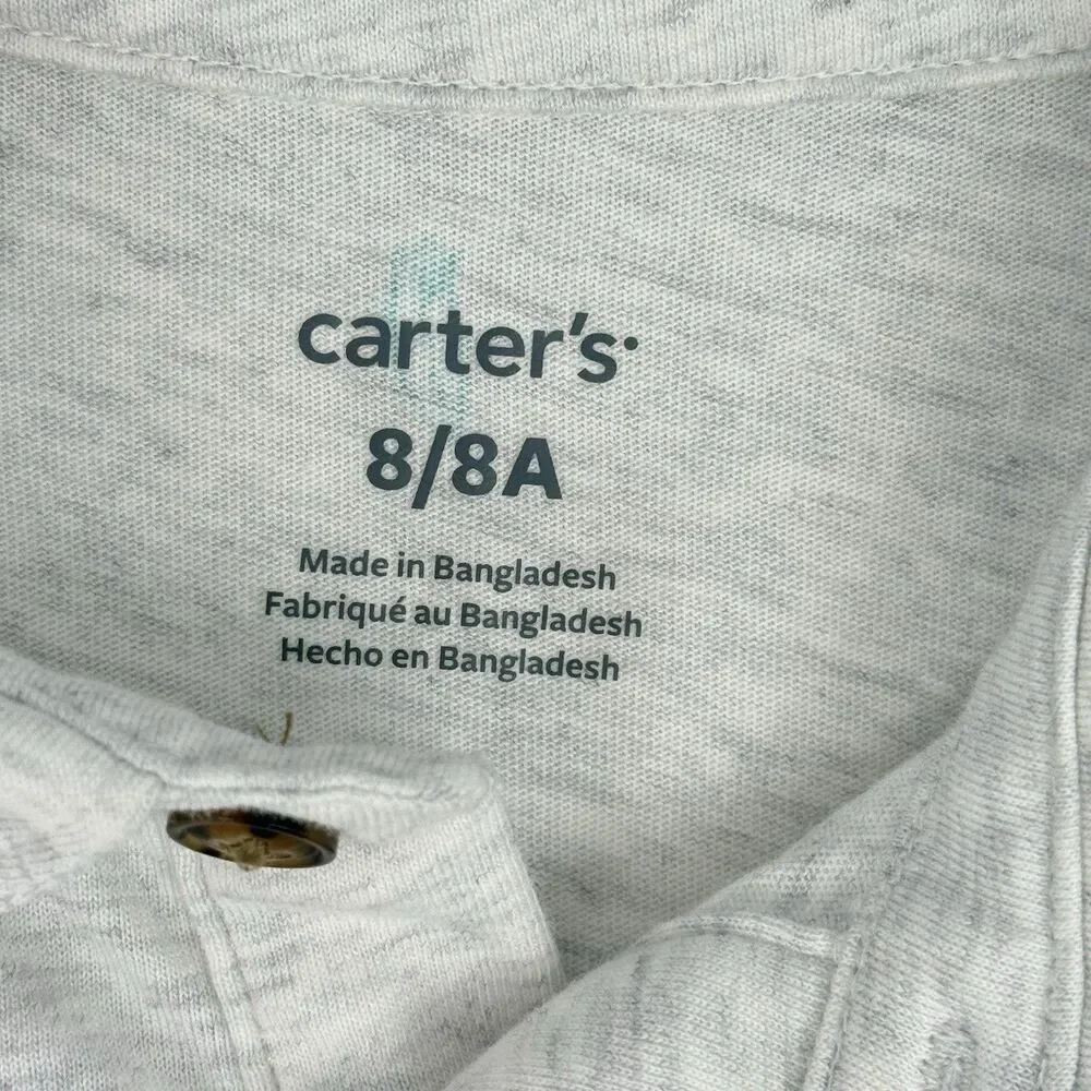 Carter's Big Polo Shirt Boys Size 8/8A Short Sleeve Grey